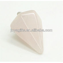 6 Side Cone forma rosa de cuarzo colgante de piedra preciosa colgante